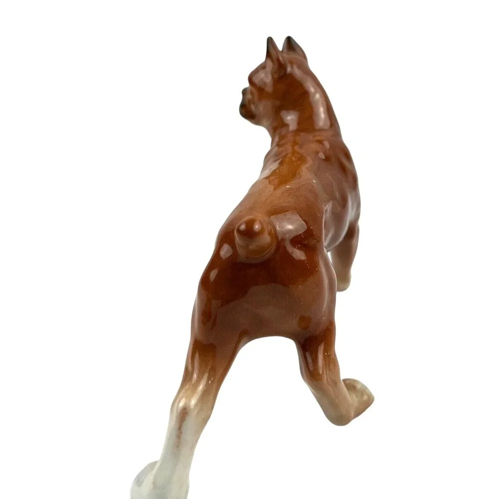 Vintage‎ Ceramic Champion Boxer Female Dog Brown Standing No Markings EUC